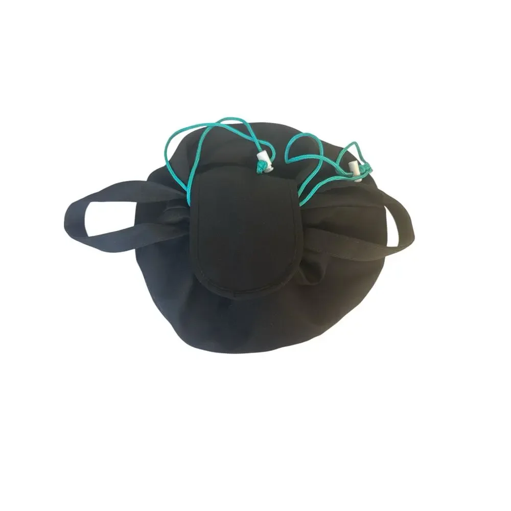 Large Barrel Black Drawstring Makeup Bag Travel Cosmetic Organizer Bag